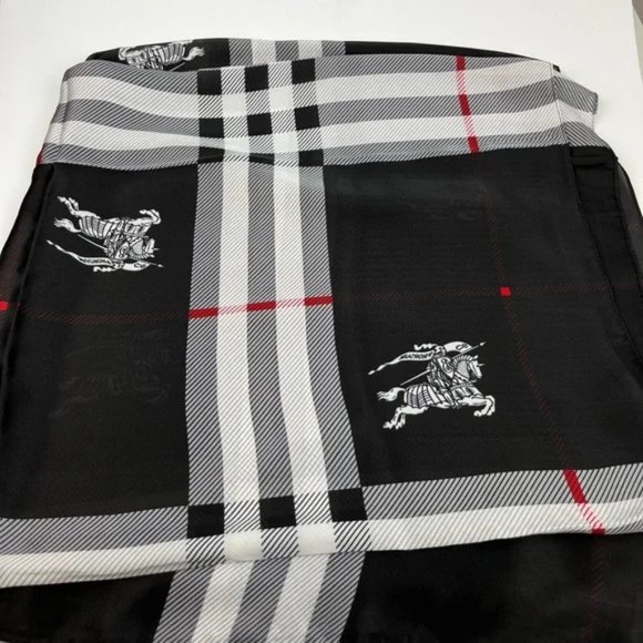 Burberry Black Check Silk Scarf - Picture 2 of 8